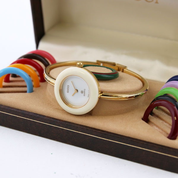 GUCCI ヴィンテージ グッチ チェンジベゼル 1100-L クォーツ 中古 レディース 1990年代