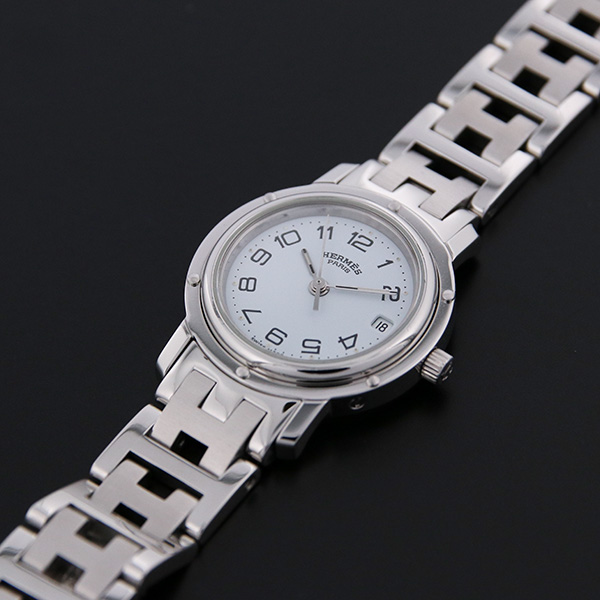 HERMES - 仕上済 - ヴィンテージ エルメス クリッパー ホワイトダイヤル クォーツ 中古 1990年代