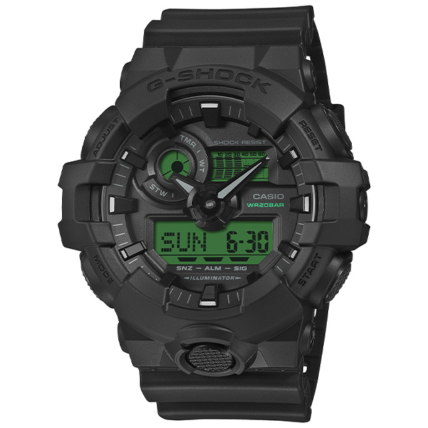 G-SHOCK BLACK AND ELECTRO GREEN GA-700BEG-1AJF クォーツ メンズ