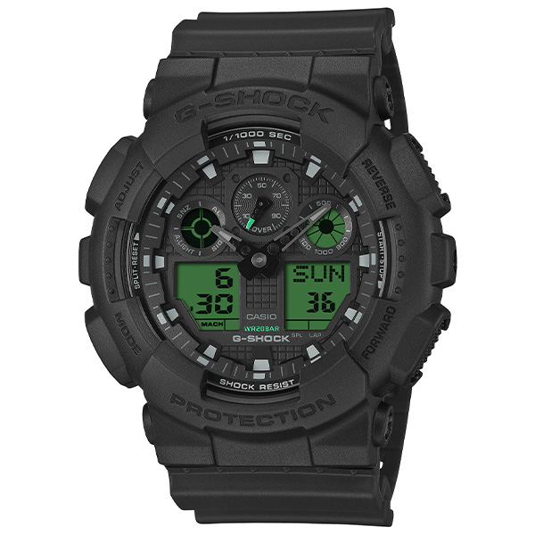 G-SHOCK BLACK AND ELECTRO GREEN GA-100BEG-1AJF クォーツ メンズ