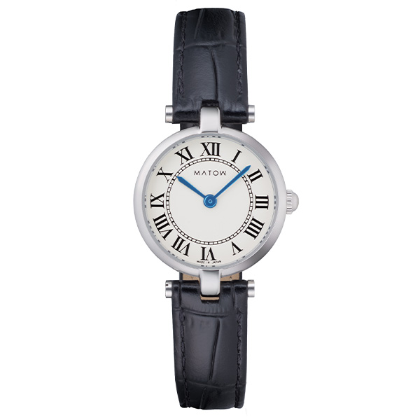 MATOW アウラ / ラウンドシルバー ブラックレザー mw008001 クォーツ レディース