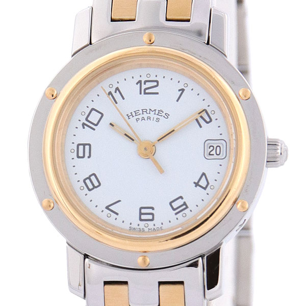 HERMES PARIS CL4.220 クリッパー 腕時計 ホワイト25×25cm