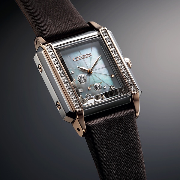 シチズンエコ・ドライブ ダイヤモンド スクエアケース　レディース腕時計簡易包装での発送となります