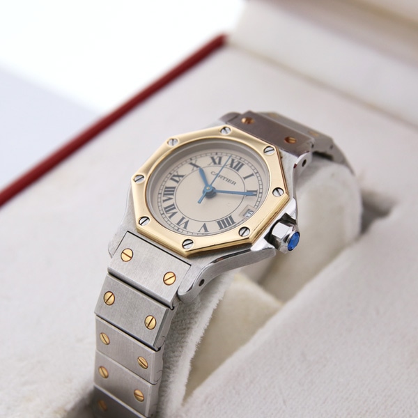 Cartier 】カルティエ サントスオクタゴン 置時計 手巻き時計-
