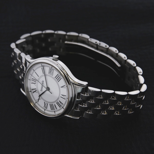 【稼動品　電池付】Tiffany \u0026 Co 腕時計　クラシック　黒　ベルト
