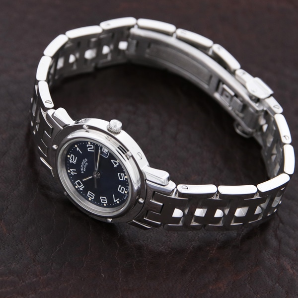 262500円HERMES エルメス クリッパー ネイビー 腕時計