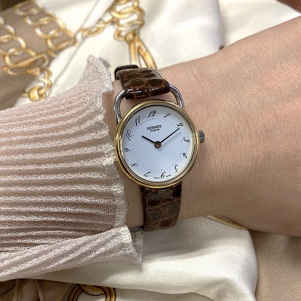 時計本体とベルト部分小キズあり正規品　エルメス　アルソー　レディース　腕時計　クォーツ