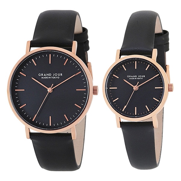GRAND JOUR ペアウォッチ JGAA0003-BK/JGAA0005-BK クォーツ EC限定セット