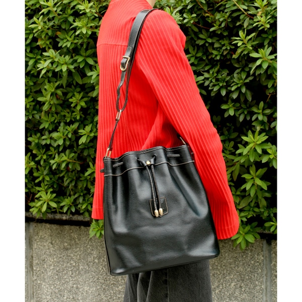 CELINE セリーヌ ブラゾン レザー巾着バッグ 中古