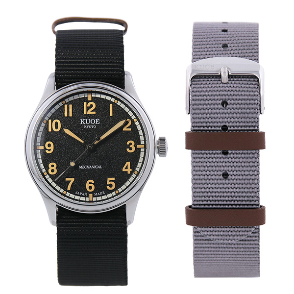 KUOE クオ OLD SMITH TiCTAC別注 オンラインストア限定 tt-os90002-bk-large-nato-bk-gr ラージモデル 38mm ブラック文字盤 自動巻 メンズ