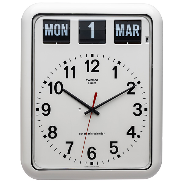 Twemco トゥエンコ オートマティックカレンダークオーツクロック 壁掛け時計 BQ12A ホワイト