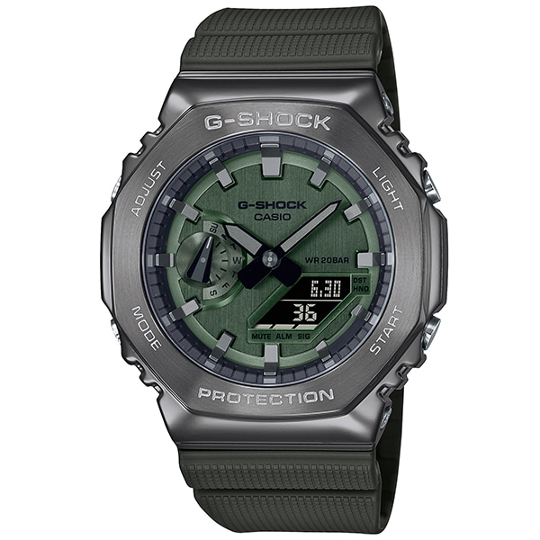 G-SHOCK GM-2100Bオクタゴン グリーンストラップアップグレード付き G-SHOCK オクタゴン GM-2100B-3AJF アナデジ クォーツ メンズ(グリーン