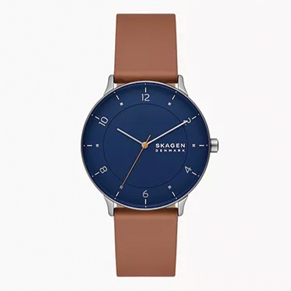 Skagen RIIS 三針 ミディアムブラウン レザーウォッチ SKW6885 クォーツ メンズ