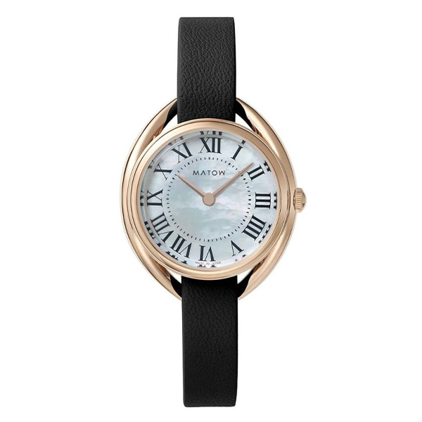 MATOW Shiki 白亜 ラウンド / ローズゴールド ローマン mw001006blkrg ソーラー レディース