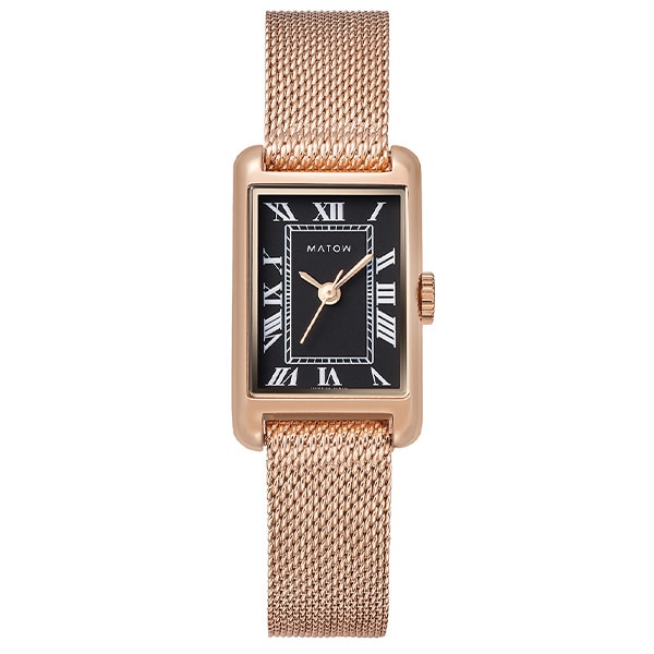 MATOW マトウ Tsuki 朧月 -おぼろづき- / スクエア ノアールローズゴールド メッシュ クォーツ レディース
