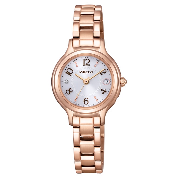 wicca ソーラーテック電波時計 KS1-961-11 レディス(ピンクゴールド