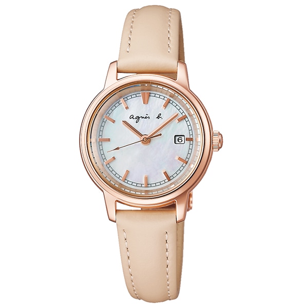 【未使用】アニエスベー　腕時計　SAM　FCSD997　ソーラー　ベージュ agnes b. SAM FCSD997 ソーラー レディース(ライトベージュ×ホワイト