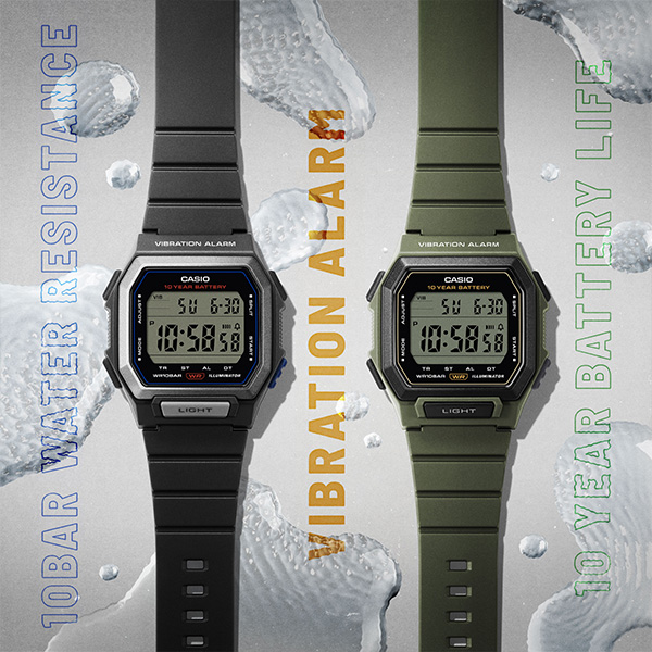 【CASIO】スクエアフェイスにバイブレーションアラームを備えた10年バッテリーモデルが登場!